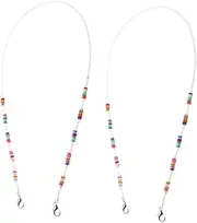 2pcs Drop-preventing Chain Rope Lanyard Cover Extender Beaded Strap Elastic Cord Eyewear Rope Eyeglass Holder Hat Strap Chain Straps Acrylic