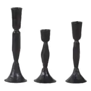 Newtown Cast Iron Taper Candle Holder Set – 3 Sizes, Black Hammered Design