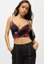 Y2k Babydoll Top Urban Outfitters Cropped Cami My Sweetheart Tie-Front Sz S New