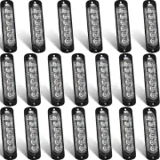Paquete de 20 luces LED estroboscópicas de emergencia 6 LED ámbar blanco