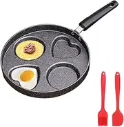 SEHORTREE Heart-Shaped 4-Cup Egg Frying Pan, Non-Stick, 9.4" (Heart-Shaped), 4 Eggs at Once, Gas & Induction Compatible