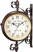 Vintage Double Sided Clock Retro Wall Clock Wall Mounted Paddington Station Clock Hanging Garden Clock for Wall Home Decor (No Battery).