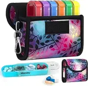 AATACAS Pill Organizer Case, Weekly Travel Pill Case Medication Reminder Daily AM PM, Day Night 7 Compartments, for 4 Times A Day, 7 Days a Week - Includes Neoprene Carrying Case (J)
