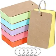 uxcell Blank Index Cards with Ring, 300Pcs Colored Blank Flash Card 3.5" x 2" Note Card Study Card for Memory Learning Studying Office Supplies, Assorted Colors