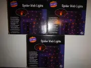 3 boxes NEW- 5' Diameter Spider Web Lights-35 Lights-Orange Spider Halloween