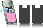 2Pcs zakora Phone Wallet Stick on,Silicone Card Holder for Back of Phone Credit Card Holder for Phone Case Compatible for Credit Cards, Business Card, Cash & ID Cards (Black)