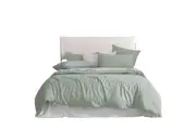 Cleverpolly Washed Microfibre Quilt Cover Set (Sage Queen) Quilt Covers
