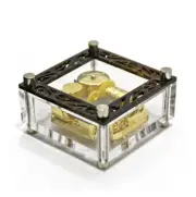 Modern 18 Note Acrylic Musical Paperweight with Metallic Posts and Decorative