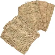 Parliky 5pcs Woven Grass Mat for Small Animals Durable Rabbit Guinea Pig Bedding Safe Chew Sleeping Cushion for Cages for Hamsters Squirrels More