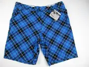 Mens 42 Royal & Awesome Blue Plaid Trews golf shorts