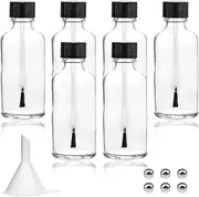 Agidea 6PCS Large Empty Nail Polish Bottles with Brush,Refillable Glass Cuticle Oil Bottles Travel Containers with Funnel & Mixing Balls for DIY Nail Art Cuticle Oils (50ML)