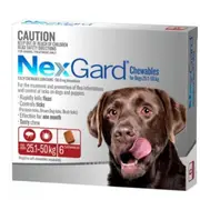 NexGard Flea & Tick Tablets for Dogs 25.1-50kg - 3 Pack (Red) Chewable Tablets