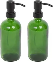Harbour Housewares Glass Soap Dispensers - Green - 2 Pack - 500ml Refillable Soap Dispensers Hand and Dish Liquid Pump for Bathroom, Kitchen, Laundry Room