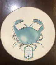 Papart Ceramic Sealife Turquoise CRAB Brown Trim Trivet Hot Plate Turkey 8"