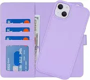Cavor Wallet Case for iPhone 13/ iPhone 14 6.1" Leather Case 2 in 1 Magnetic Detachable Flip Cover Support Magsafe Charging with Stand Feature Card Slots-Purple