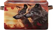 RPLIFE Twilight Wolfs Fabric Container, Decorative Rectangle Home Edit Products, Set of 2