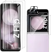 (3+3PCS) RUNGOS for Samsung Z Flip 5 Screen Protector (Inside Flexible TPU Film+Front Tempered Glass+Camera Lens Protector) No Bubbles Screen for Samsung Galaxy Z Flip 5 Screen Protector 5st 2023