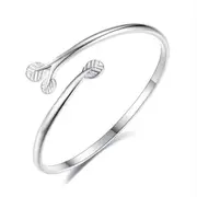 3PCS Bracelet Female Copper Jewelry Flower Leaf Opening Adjustable Sweet Bangles