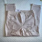 American Eagle distressed Jegging Crop Jeans 16 Light Pink Next Level Stretch