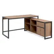 Denver Corner Desk L-Shaped Storage Unit 1 drawer 1 door shelving oak and black