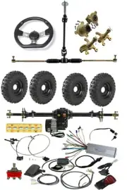 860mm ATV Go Kart Differential Rear Axle Kit Front Steering 1000W Electric Motor