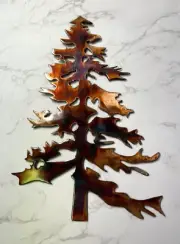 Outdoor Pine Tree Metal Wall Art Decor 12" x 8"
