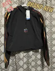 ADIDAS ORIGINALS Women's Adicolor Half-Zip Hooded Crop Top GD2262 NWT XS