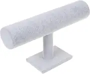 TENINYU Hovering T-Bar Bracelet Necklace Jewelry Display Stand for Home Organization (Gray Velvet)
