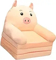 Kids Couch 2 in 1 Foldable Toddler Chair for Girls Boys Mini Washable Children Couch Toddler Couch for Living Room Bedroom, Pig 3 Layer