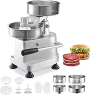 VEVOR Commercial Burger Patty Maker, Hamburger Beef Patty Maker with 3 Convertible Mold(4/5/6-inch), Heavy Duty Stainless Steel Burger Press Machine, Meat Forming Processor with 1500 Pcs Patty Papers