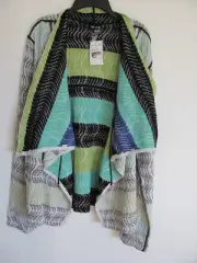 NIC + ZOE SHADED WAVES REVERSIBLE OPEN FRONT DRAPED CARDIGAN Size XL -NWT $168