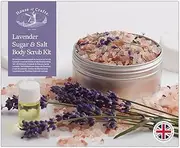 House of Crafts Lavender Body Scrub, Single Craft Kit Set, Multicoloured, Includes Tin, Sugar, Himalayan Rock & Epsom Salt, French Clay, Castor Oil, Pipette, Lavender Fragrance, Dried Lavender, Label