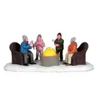 Lemax 2017 Fire Pit Vail Village #74227 Lighted Fire Family Time Snowy Cozy Yard