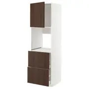 METOD / MAXIMERA hi cab f ov w dr/2 frnts/2 hi drwrs, white/Sinarp brown, 60x60x200 cm