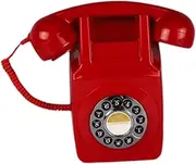 Retro Landline Phone Wall Mount,Dial Phone Home Decoration Vintage Type Antique Type Phone for Business Party Family Friends, Red