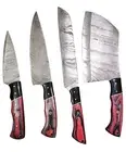 Damascus steel vintage style outdoor chef knife set