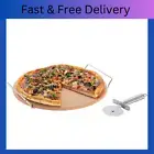 Avanti 33cm Pizza Stone Set w/ Rack and Pizza Cutter AU Free Shipping
