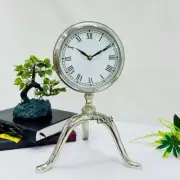 Handmade Brass Clock Desk & Table Clock with Globe Style &Royal Nautical Numeric