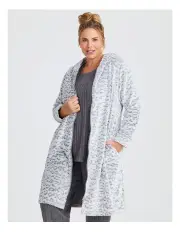 [Taking Shape] Embossed Animal Dressing Gown in Heather Grey