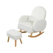 Levede Fleece Rocking Chair with footstool