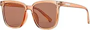 HMKING Large Retro Square Frame Polarized Sunglasses for Mens Womens Retro Mirrored Lens Sun glasses for Driving Fishing, Tea
