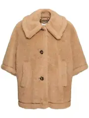 MAX MARA Tenebre 4 $1980 Albino Teddy Fabric Cape New And Authentic