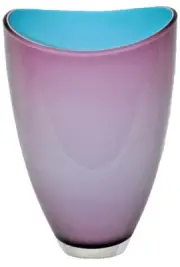 MURANO Art Glass Amethyst/Turquoise Wide Vase Carlo Nason Hand Blown Italy New
