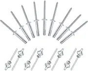 Jersvimc 3/16" x 1" Trifold Exploding Pop Rivets, Solid Aluminum Tri Grip Rivets Bulb Style Rivets Large Flange Rivets Big Headed Rivets for Kayak Marine Boat - 50Pcs