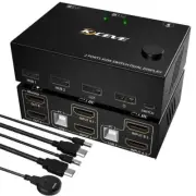 KVM Switch Dual Monitor, 4K@30Hz 2 Monitors 2 Computers KVM Switches HDMI USB 2.