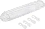 Katai Flag Pole Rope Kit - 80ft 1/4 Inch Thick Nylon White Halyard Rope for Flagpole - Complete with 4 Hook Clips