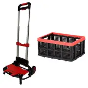 Magna Cart Foldable Hand Truck Cart with Bungee Cord & Collapsible Plastic Crate