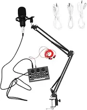 JOINPAYA Microphone Kit Condenser Mics Sound Card for Home Recording Karaoke Easy Install