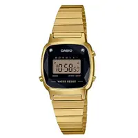 在飛比找ETMall東森購物網優惠-【CASIO 卡西歐】日系-復古風金色系電子女錶 不銹鋼錶帶