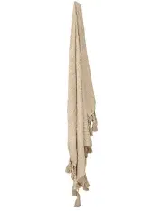 [MAINE & CRAWFORD] Neo With Giant Tassels Cotton Throw Blanket in Beige